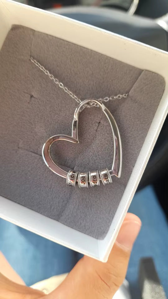 Personalized Heart Bead Necklace 26 natural 5